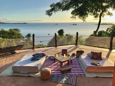 Terrasse vue mer de Makako Lodge